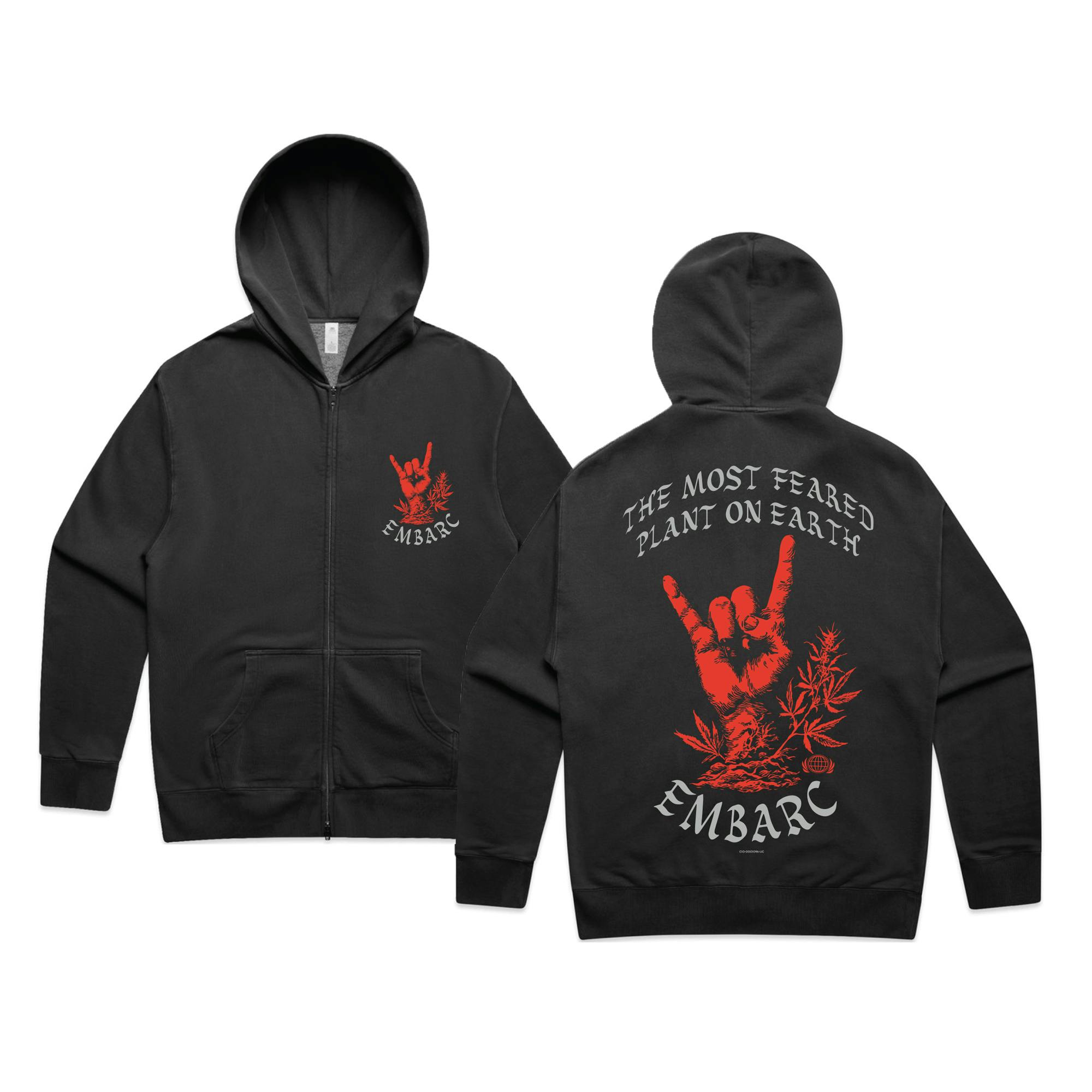 EMBARC - DEVIL'S LETTUCE MOST FEARED FULL ZIP HOODIE [M] BLACK