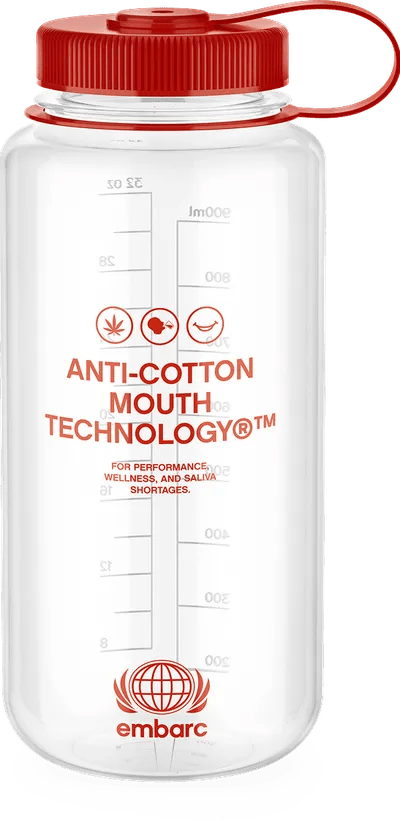 EMBARC - VIP WATERBOTTLE [32FLOZ] ANTI-COTTON MOUTH TECHNOLOGY RED/CLEAR