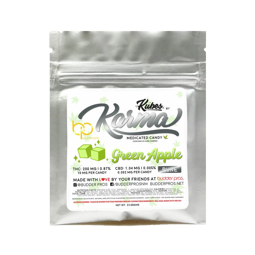 Electric Green Apple (100mg) | Budder Pros - Karma Kubes Gummies