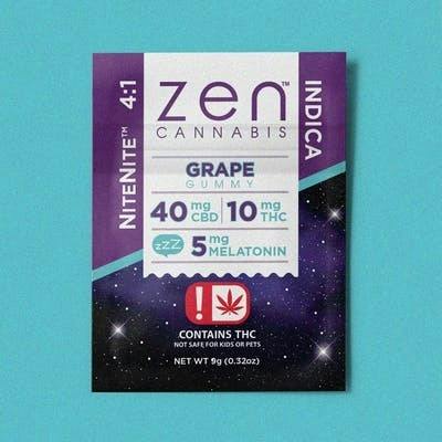 NiteNite Grape Single Gummy 4:1 CBD - 40mg CBD/ 10mg THC/ 5mg Melatonin By Zen (Taxes Included, ...