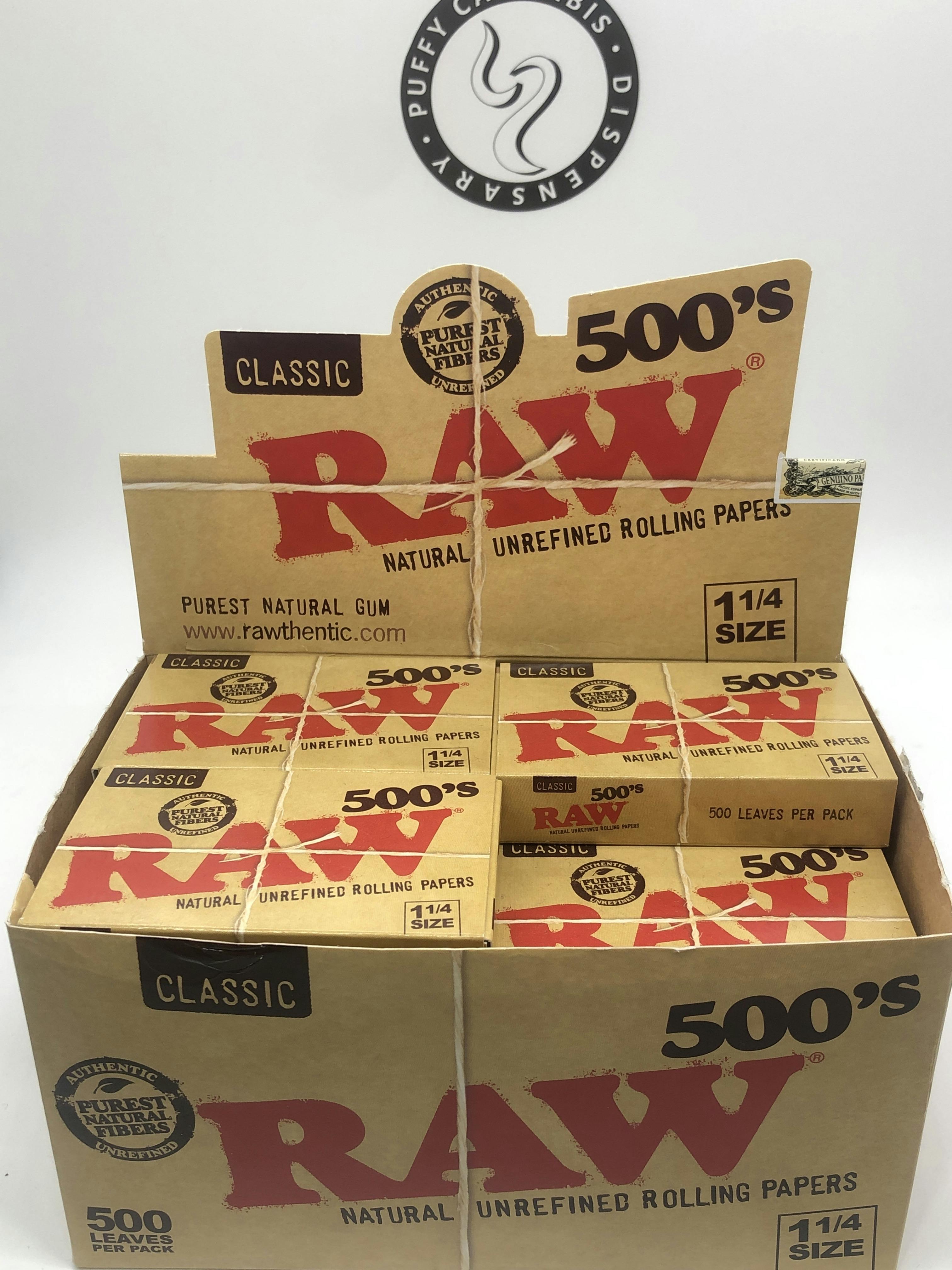 Raw Classic 500's 1 1/4'' Rolling Papers By Raw (Taxes Included, OTD Pricing)
