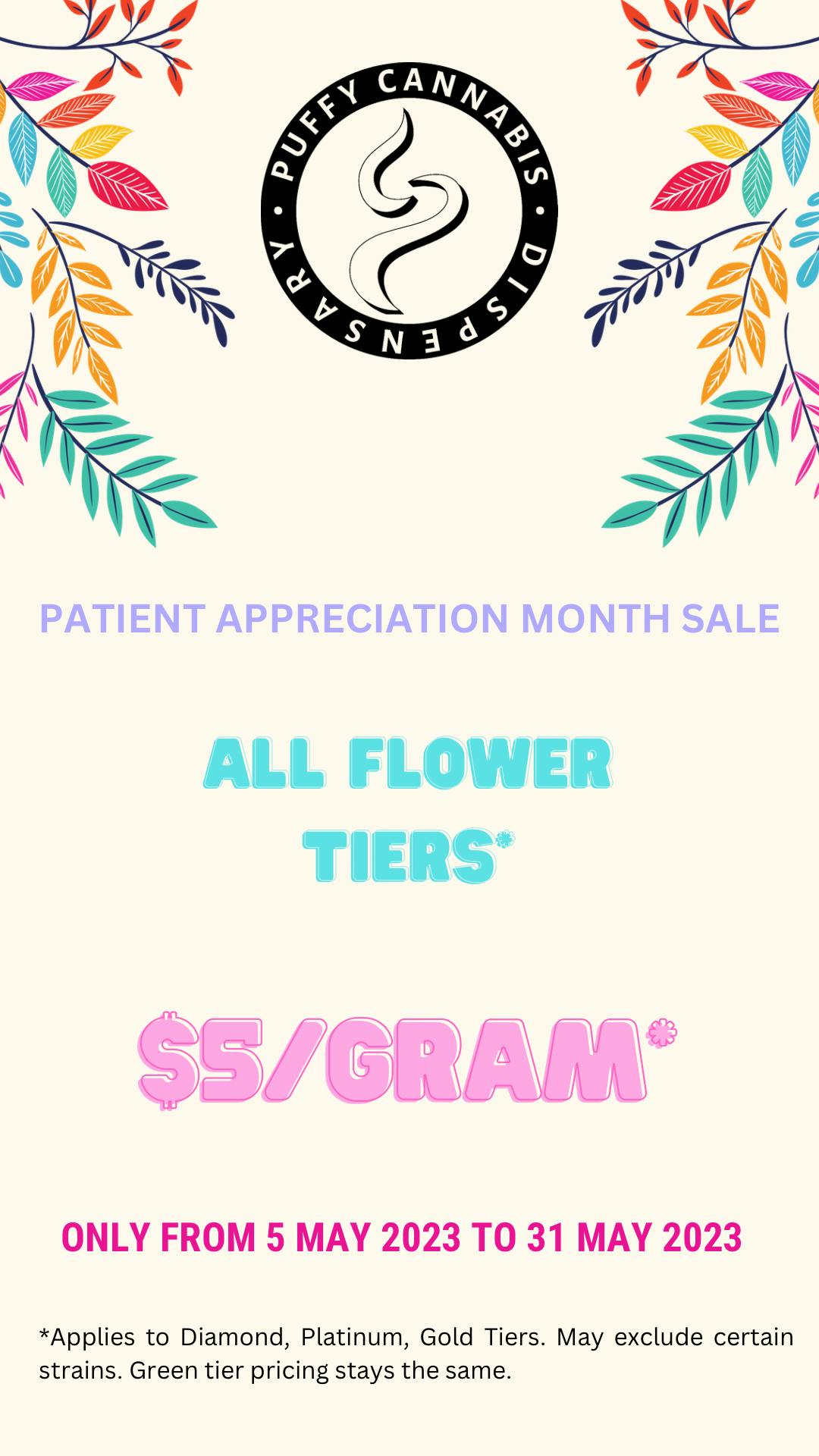 $5/g Entire Store Flower Sale.