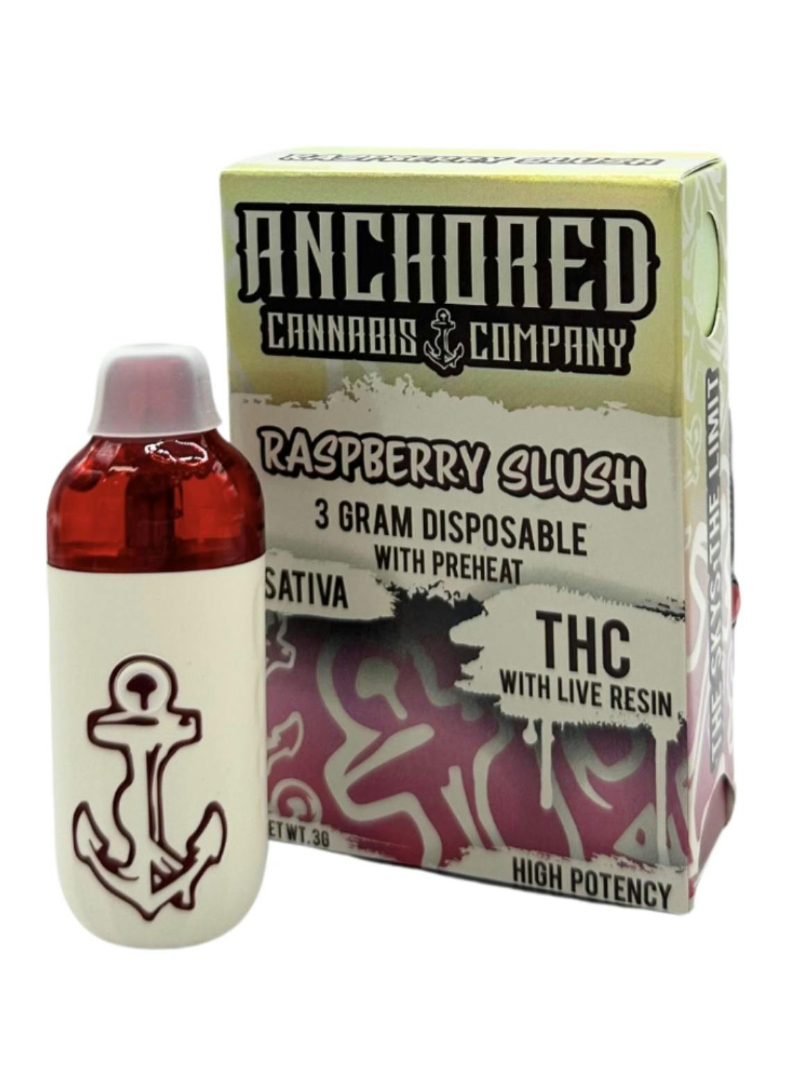 Raspberry Slush Live Resin Disposable Cartridge 3g By Anchored (Taxes Included, OTD Pricing)