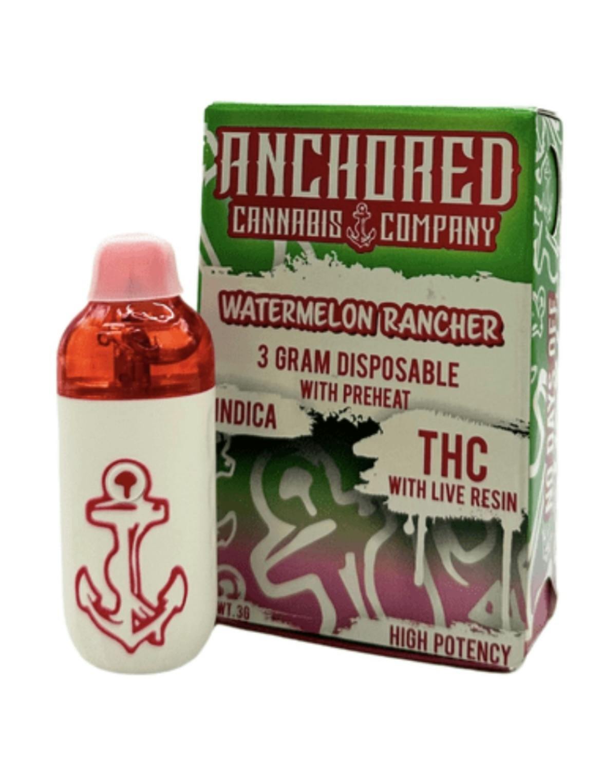 Watermelon Rancher Live Resin Disposable Cartridge 3g By Anchored (Taxes Included, OTD Pricing)