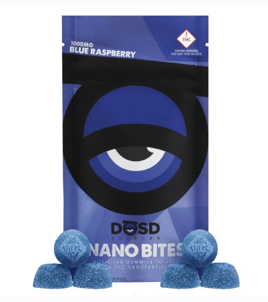 Blue Raspberry Sativa Gummies 1000mg By Dosd Edibles (Taxes Included, OTD Pricing)