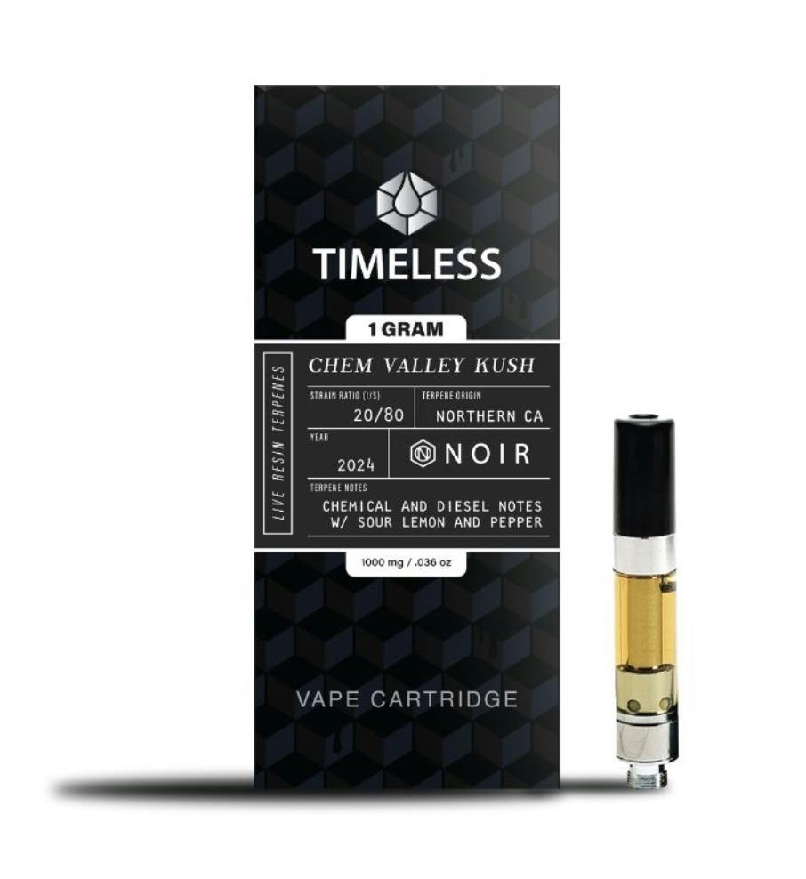 Chem Valley Kush Live Resin NOIR Cartridge 1g By Timeless (Taxes Included, OTD Pricing)