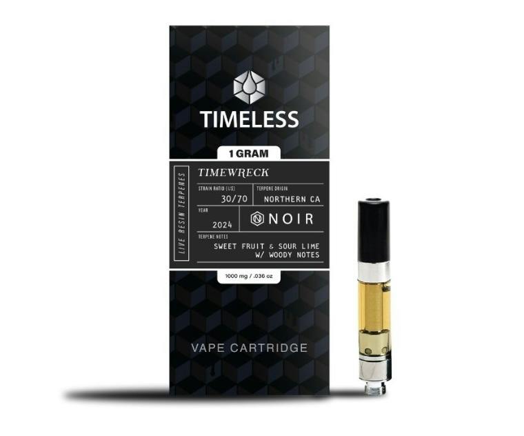 Timewreck Live Resin NOIR Cartridge 1g By Timeless (Taxes Included, OTD Pricing)