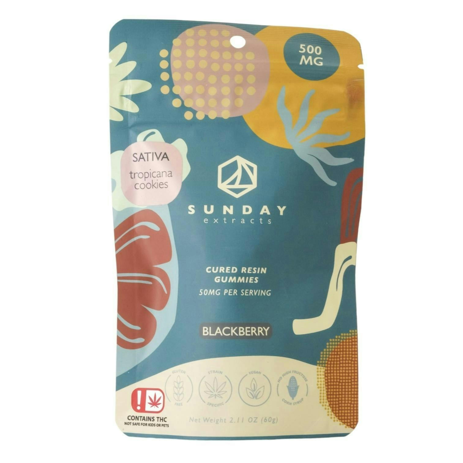 Blackberry Cured Resin Sativa Gummies 500mg By Sunday Extracts (Taxes Included, OTD Pricing)