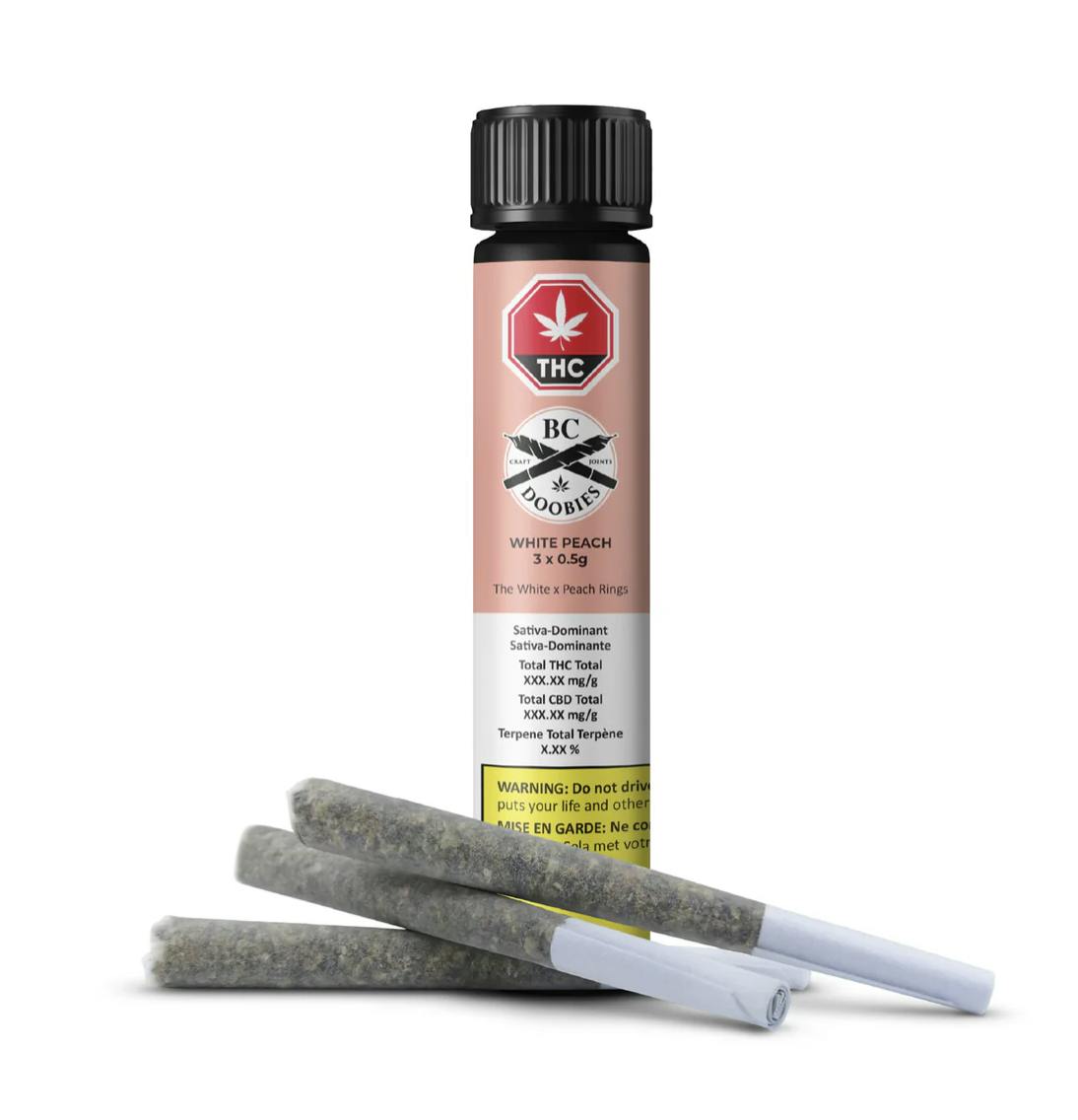 BC Doobies : White Peach Pre-Rolls - 3 x 0.5g