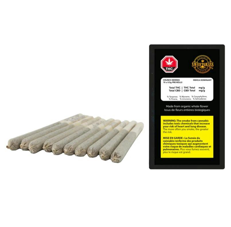 Sweetgrass Organic Cannabis | ORGANIC CRUNCH BERRIES PRE-ROLLS | 10 x 0.5G
