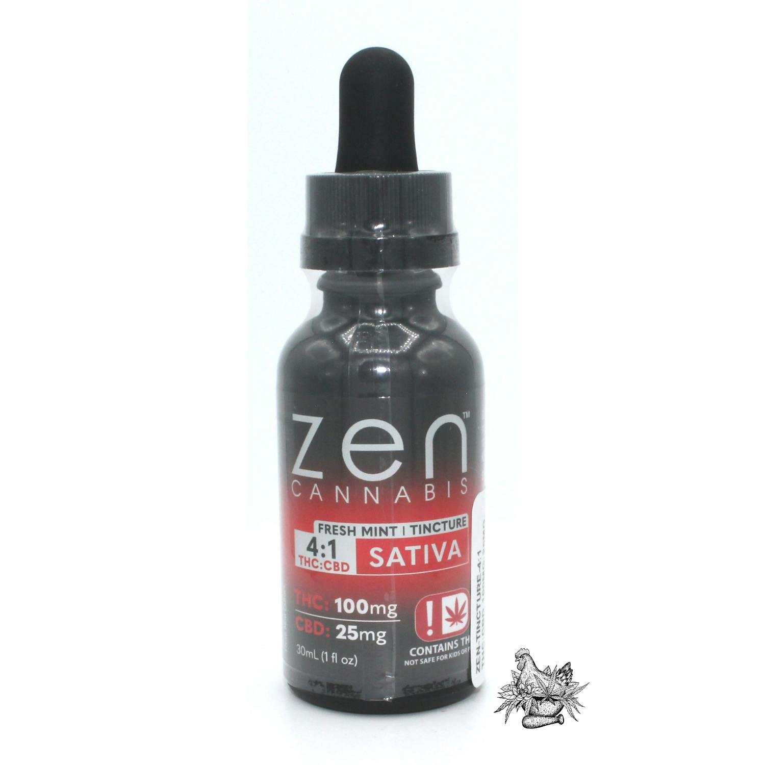 ZEN-TINCTURE-4:1 THC:CBD 100MG:25MG-FRESH MINT-SATIVA