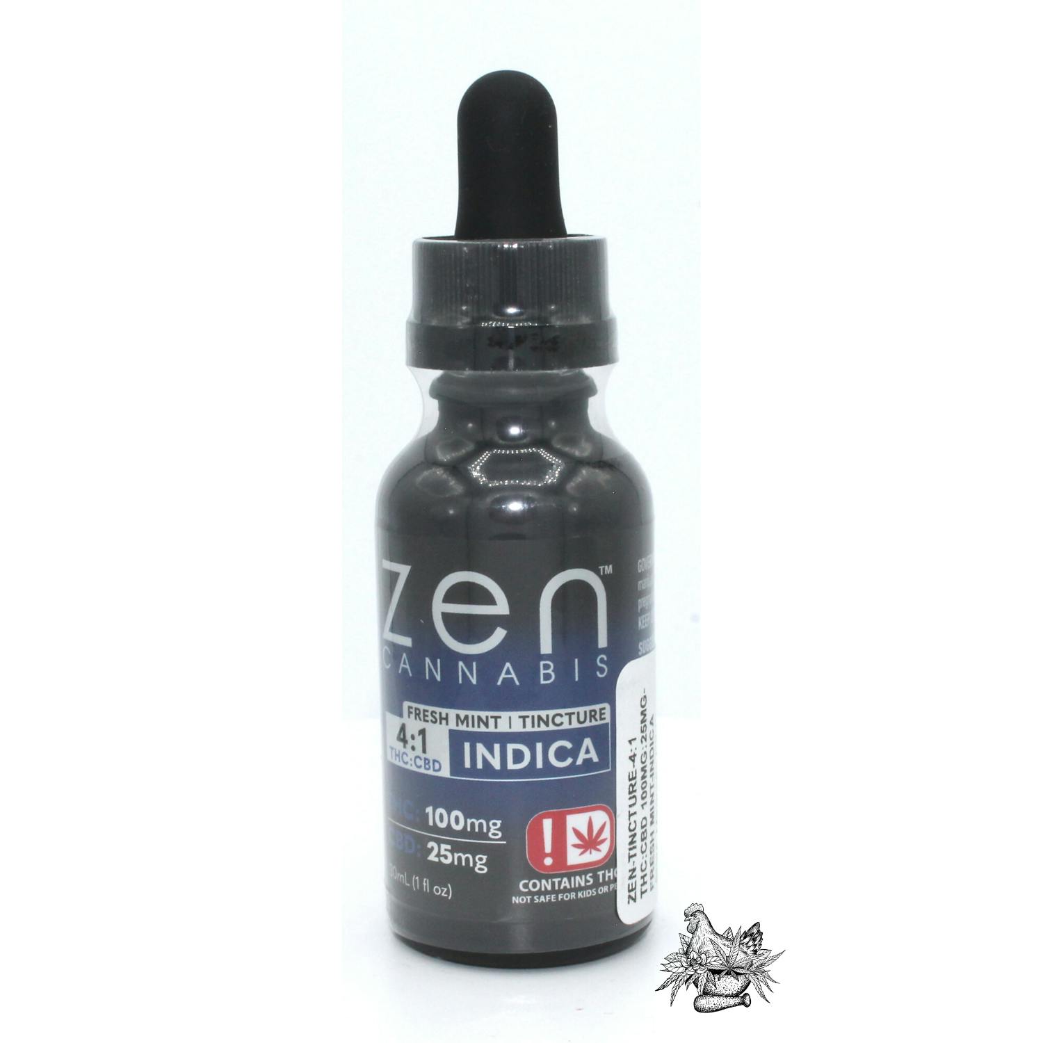 ZEN-TINCTURE-4:1 THC:CBD 100MG:25MG-FRESH MINT-INDICA