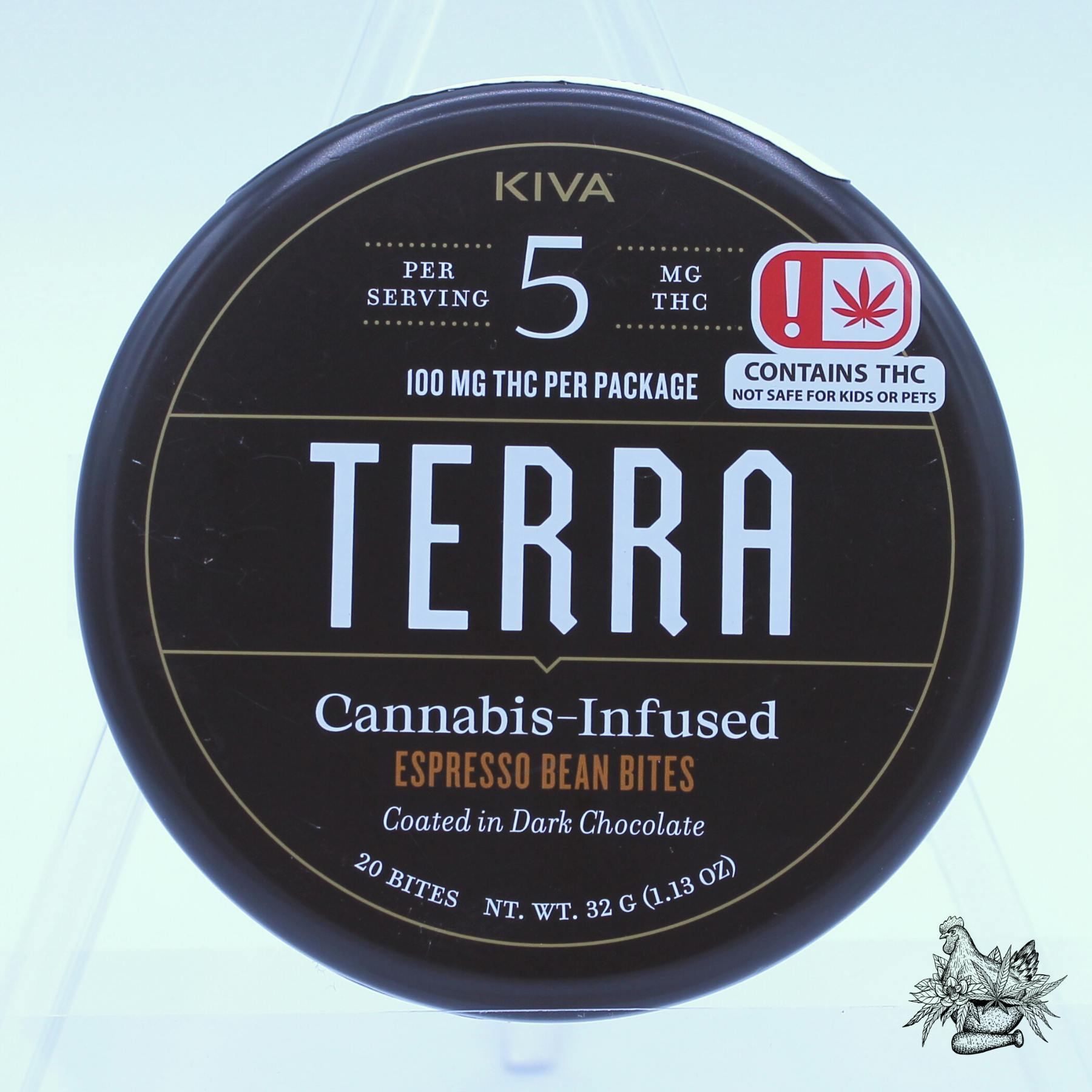 KIVA-TERRA-DARK CHOCO COVERED ESPRESSO BEAN BITES-100MG