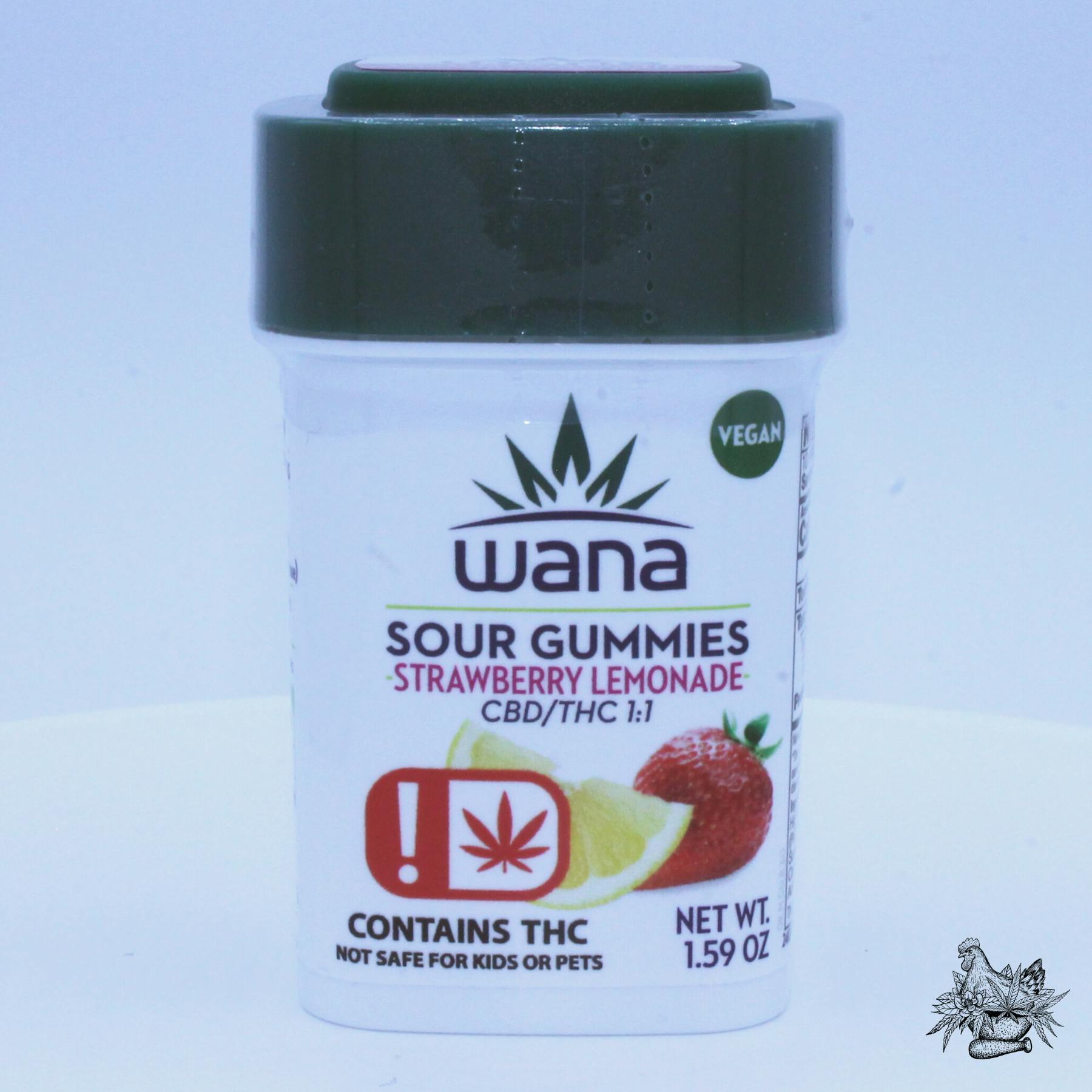 WANA-1:1 100MG:100MG CBD:THC SOUR GUMMIES-STRAWBERRY LEMONADE