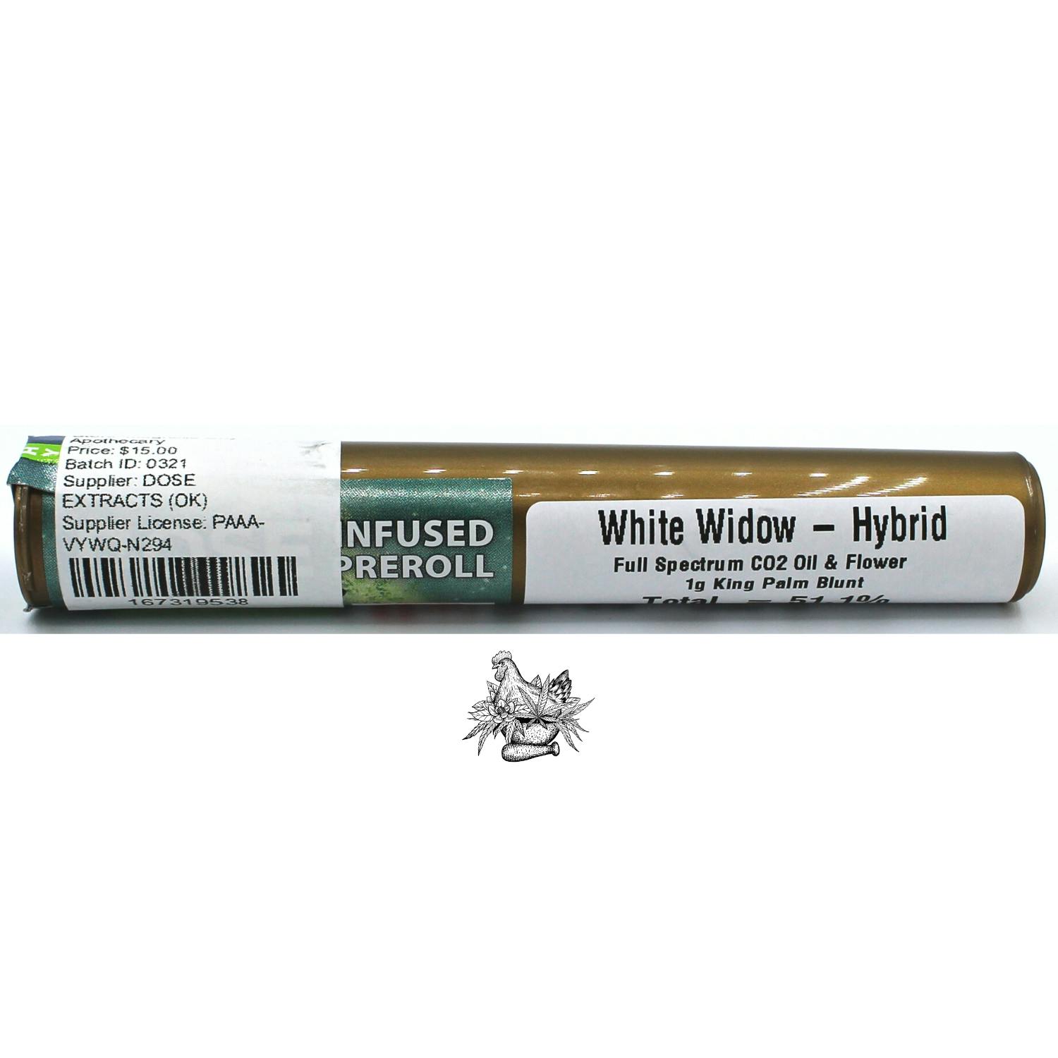 DOSE-1G INFUSED KING PALM BLUNT PREROLL-WHITE WIDOW-HYBRID
