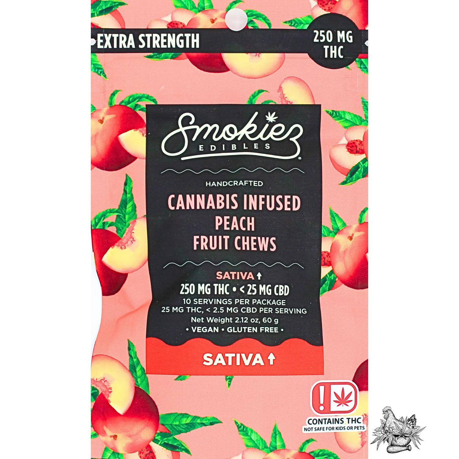 SMOKIEZ-FRUIT CHEWS-SWEET PEACH-250MG-SATIVA