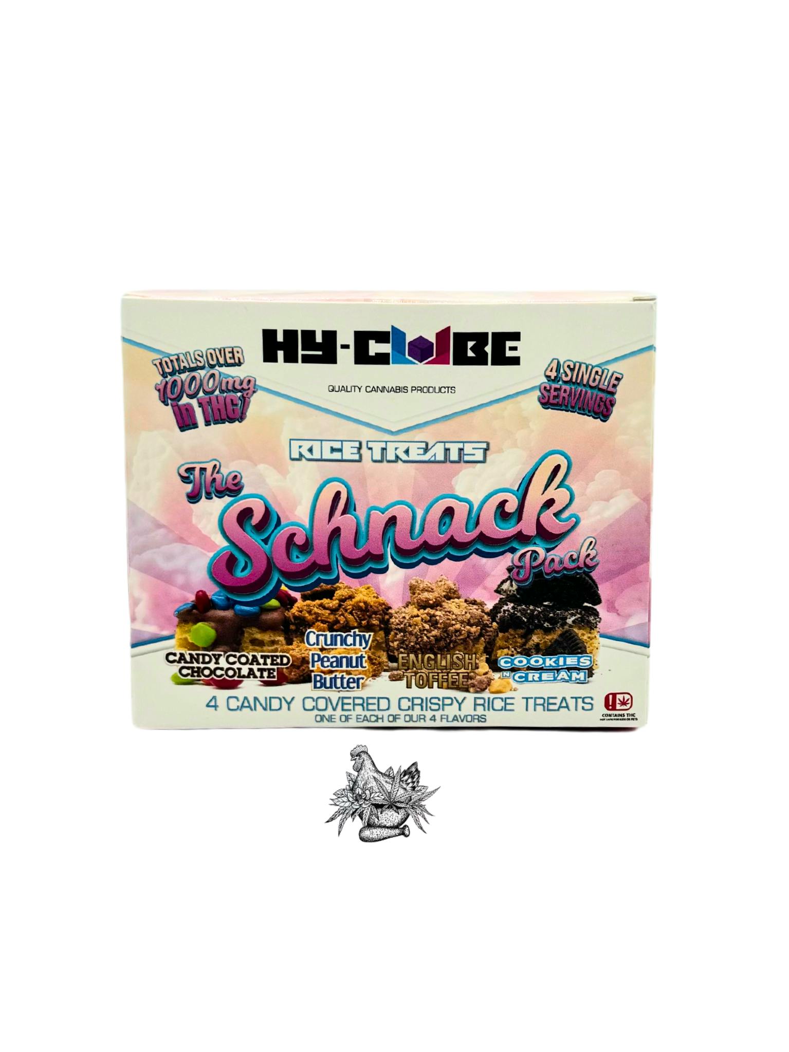 JKJ-HY-CUBE-SCHNACK PACK-4 CANDY COVERED CRISPY RICE TREATS-VARIETY-1000MG TOTAL