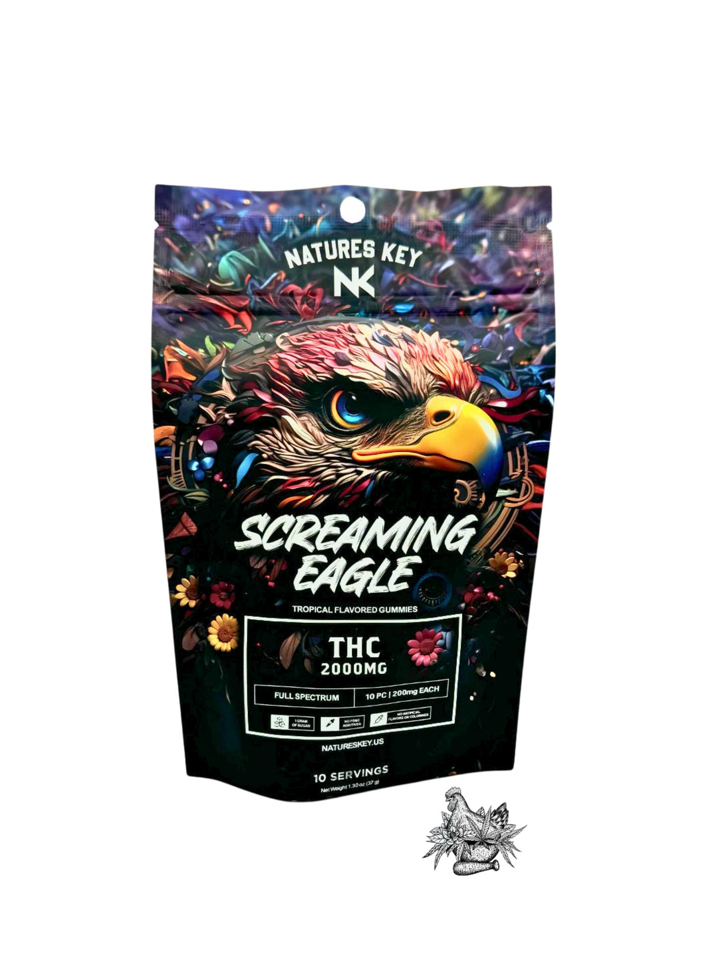NATURE'S KEY-SCREAMING EAGLE GUMMIES-TROPICAL-2000MG-HYBRID