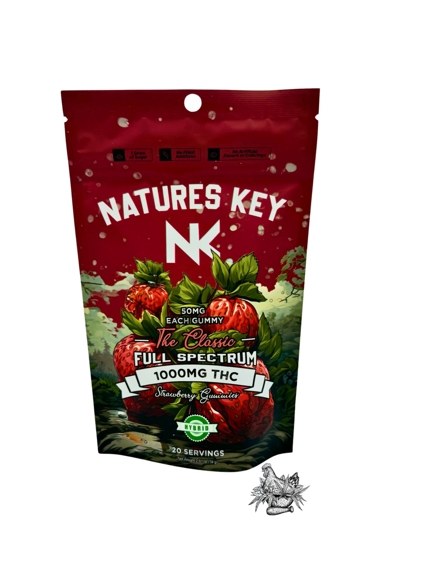 NATURE'S KEY-THE CLASSIC FULL SPECTRUM-STRAWBERRY-1000MG-HYBRID