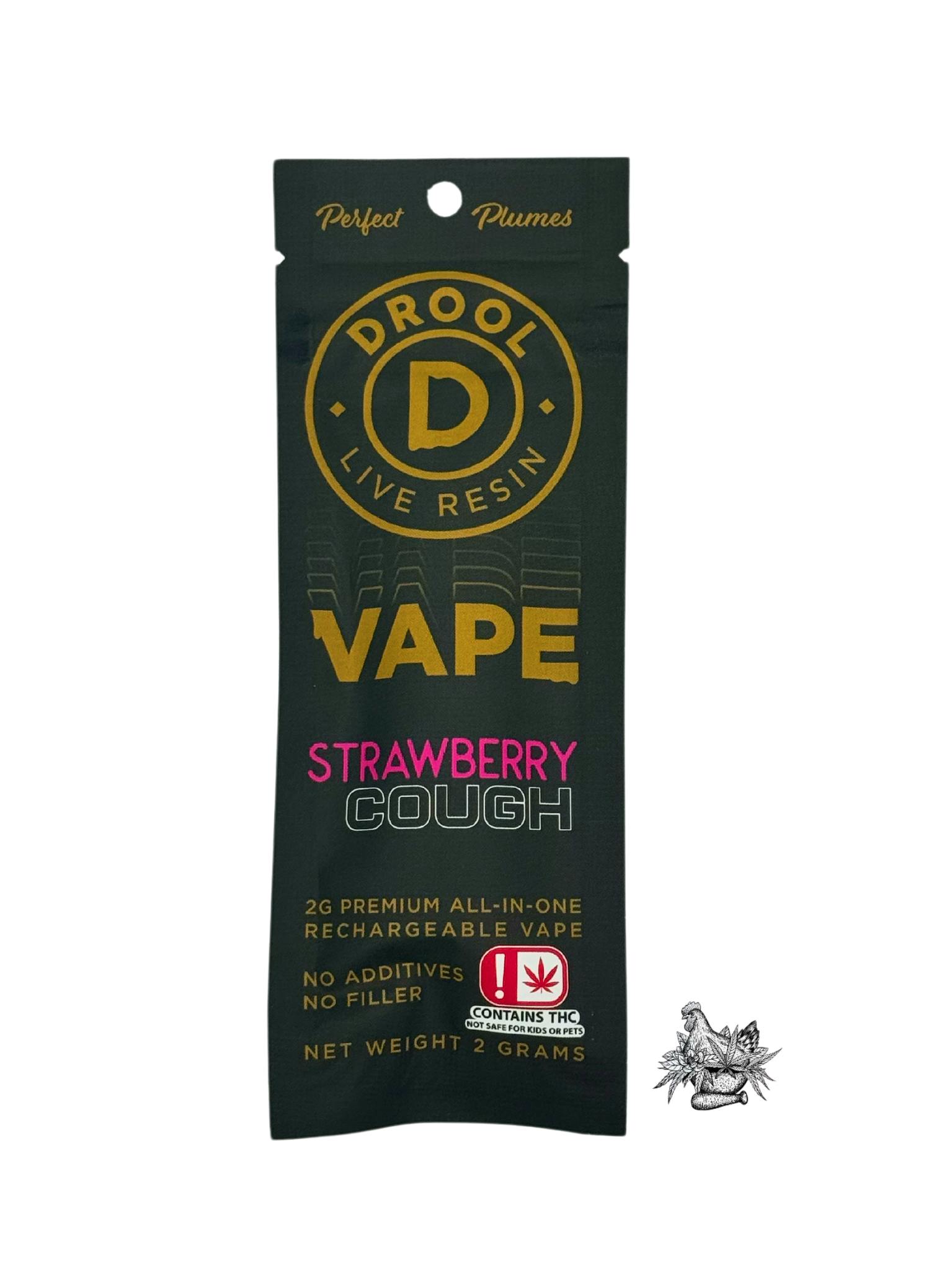 DROOL-2G LIVE RESIN DISPOSABLE VAPE-STRAWBERRY COUGH-SATIVA