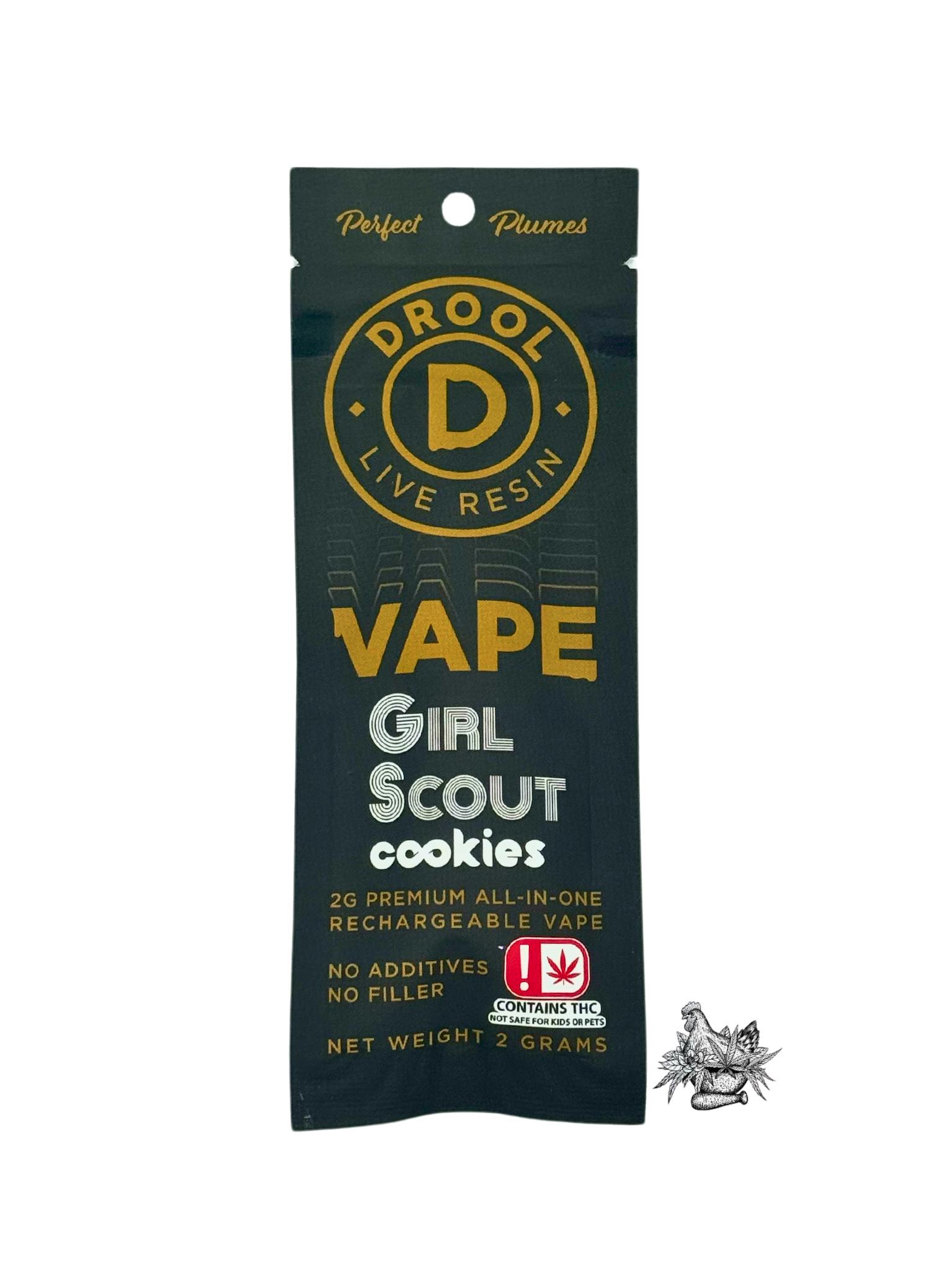 DROOL-2G LIVE RESIN DISPOSABLE VAPE-GIRL SCOUT COOKIES-INDICA