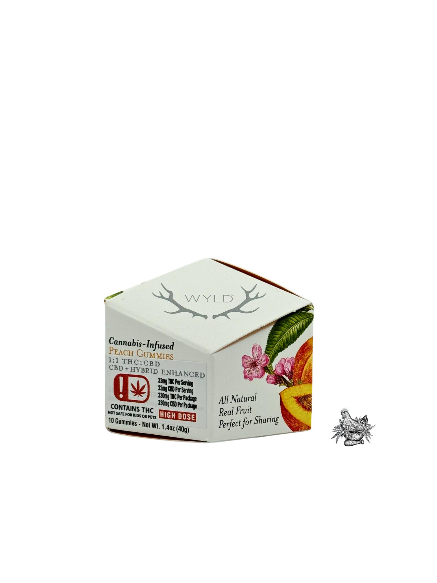 WYLD-GUMMIES 300MG- 1:1 THC:CBD-PEACH-HYBRID