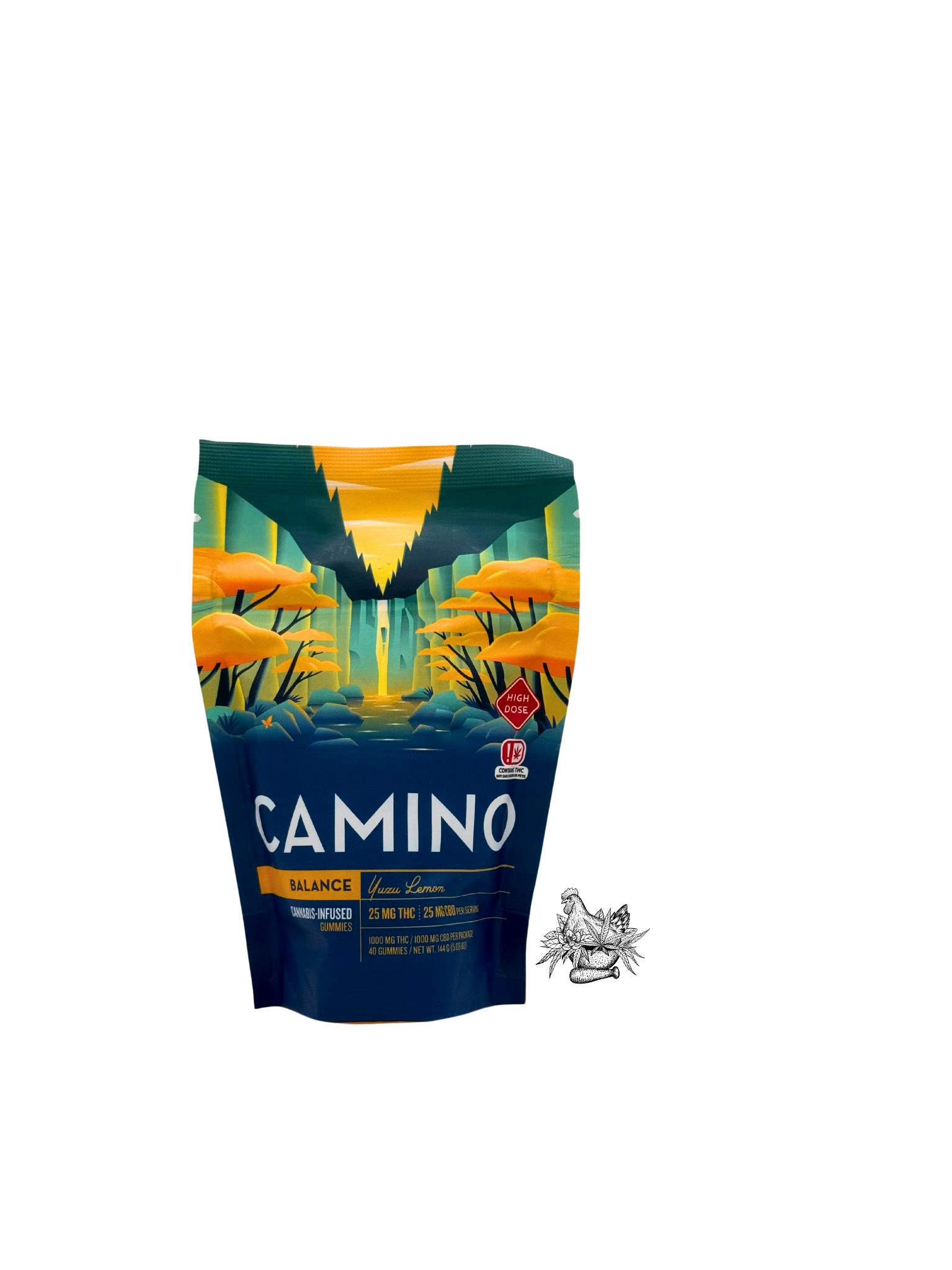 KIVA-CAMINO GUMMIES-1:1 THC:CBD-1000MG-YUZU LEMON