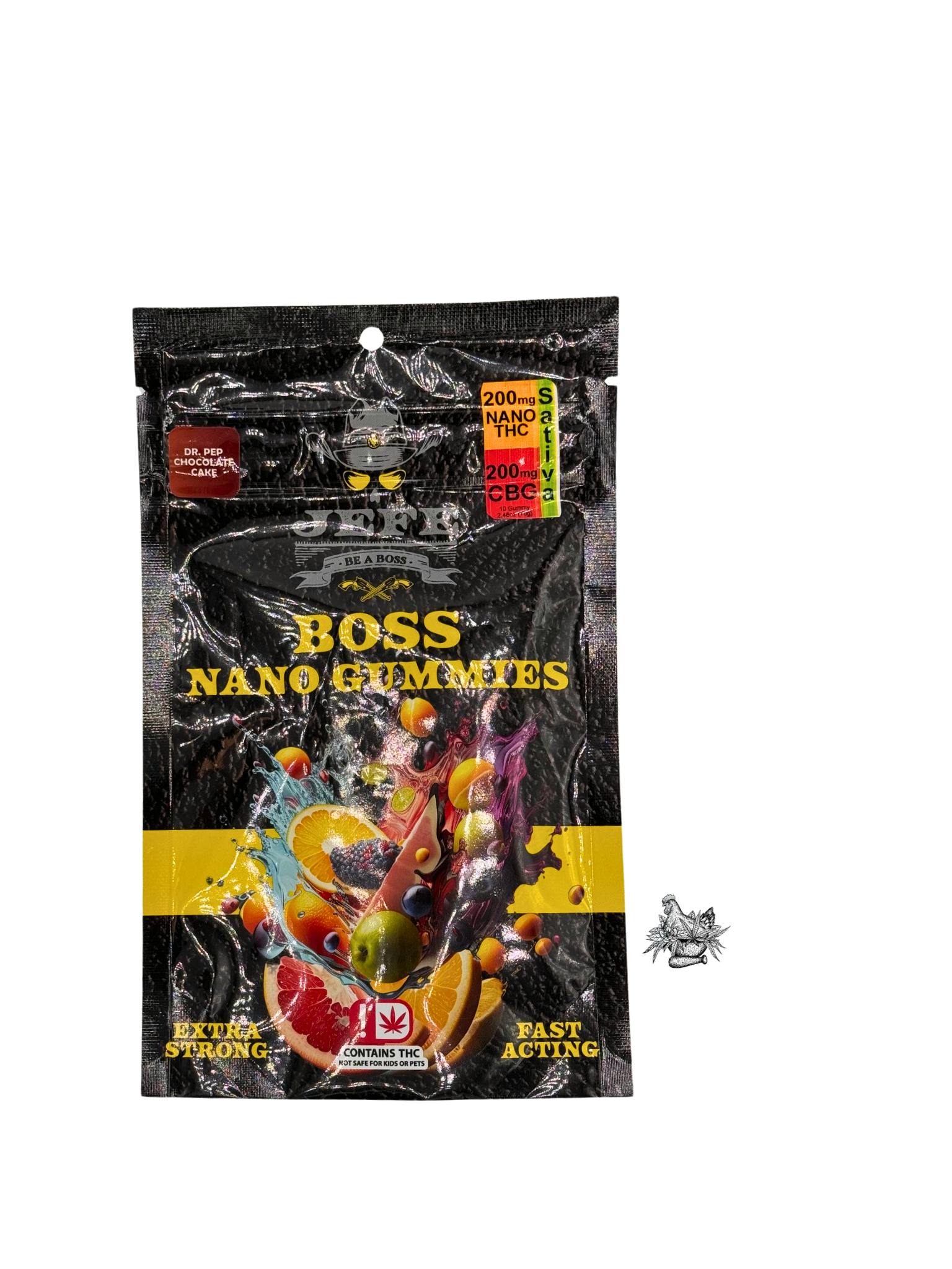 JEFE BOSS NANO GUMMY-1:1 THC:CBG-200MG-DR.PEPPER CHOCOLATE CAKE