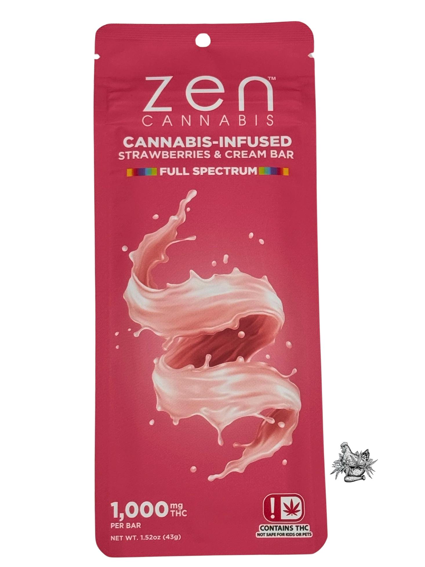 ZEN-STRAWBERRIES & CREAM CHOCOLATE BAR-1000MG