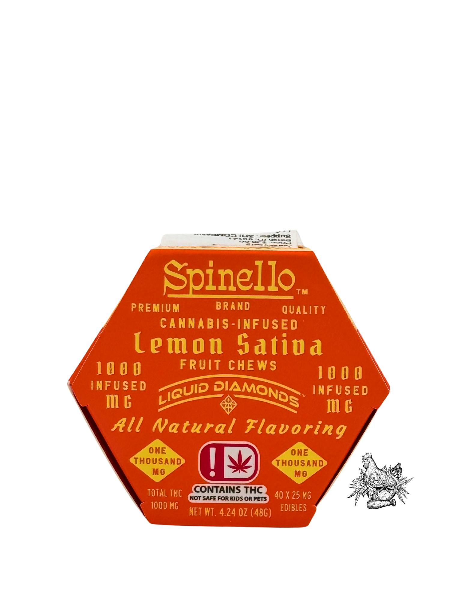 SMOKIEZ-SPINELLO-FRUIT CHEWS-LIQUID DIAMONDS-LEMON-SATIVA-1000MG