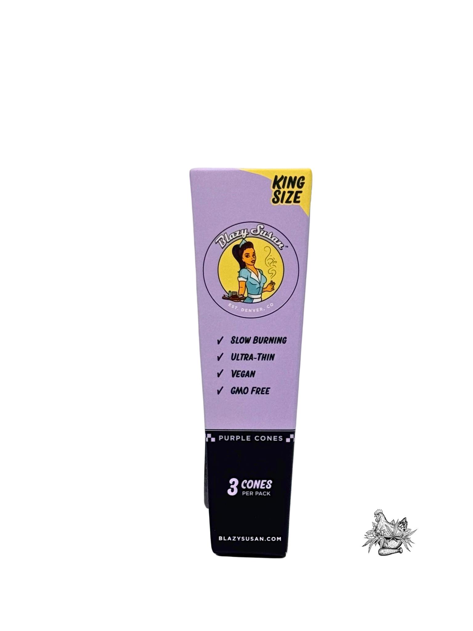 BLAZY SUSAN PURPLE PAPER PREROLL CONES - KING SIZE - 3 PACK