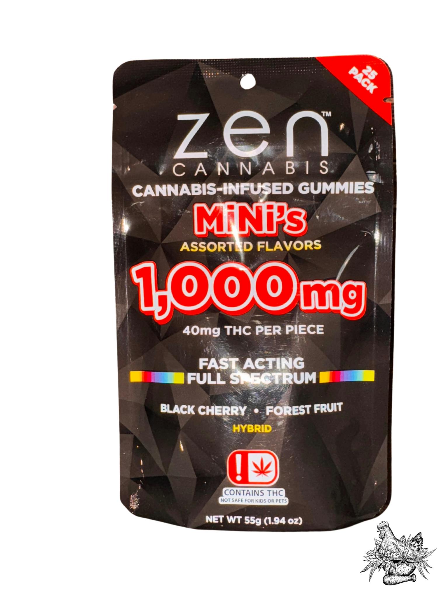 ZEN-NANO-INFUSED FULL SPECTRUM MINI GUMMIES-VARIETY PACK 1000MG-HYBRID