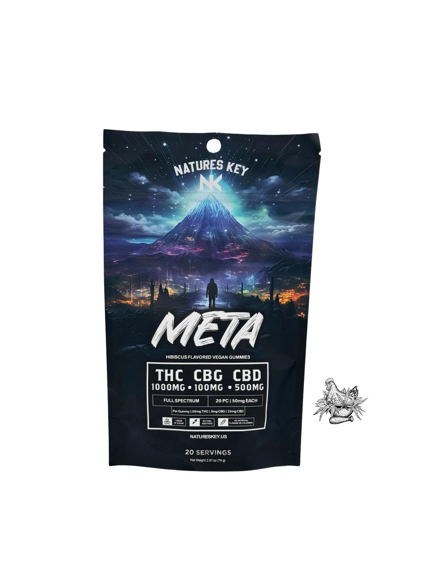 NATURE'S KEY-META GUMMIES-25:50:5-CBD:THC:CBG-1000MG