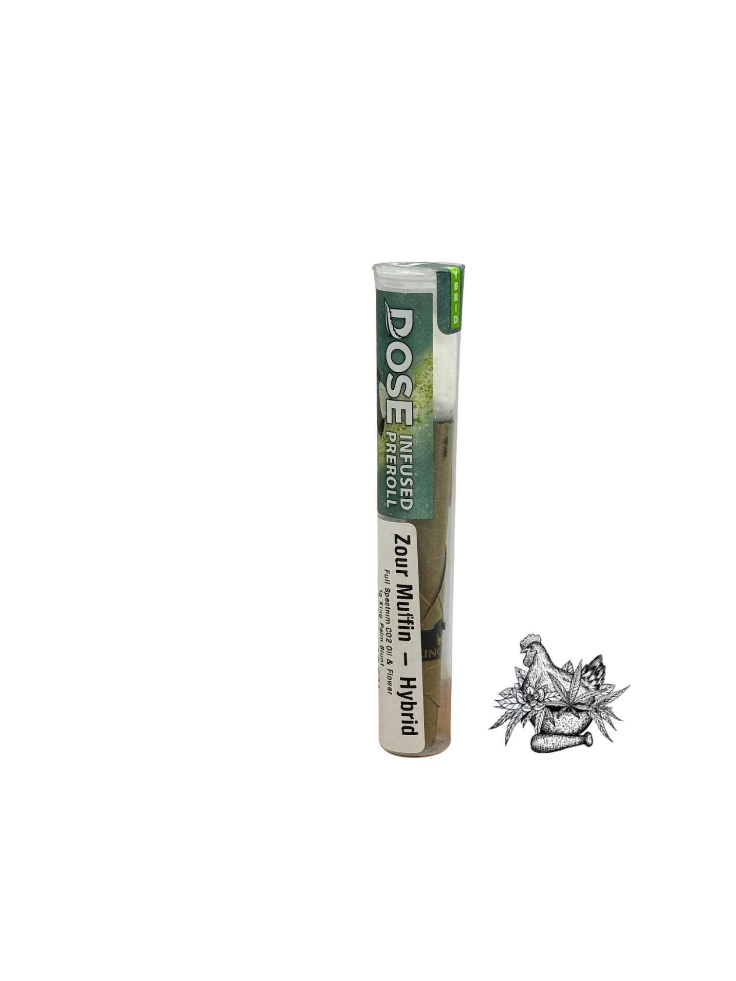 DOSE-1G INFUSED KING PALM BLUNT PREROLL-ZOUR MUFFIN-HYBRID