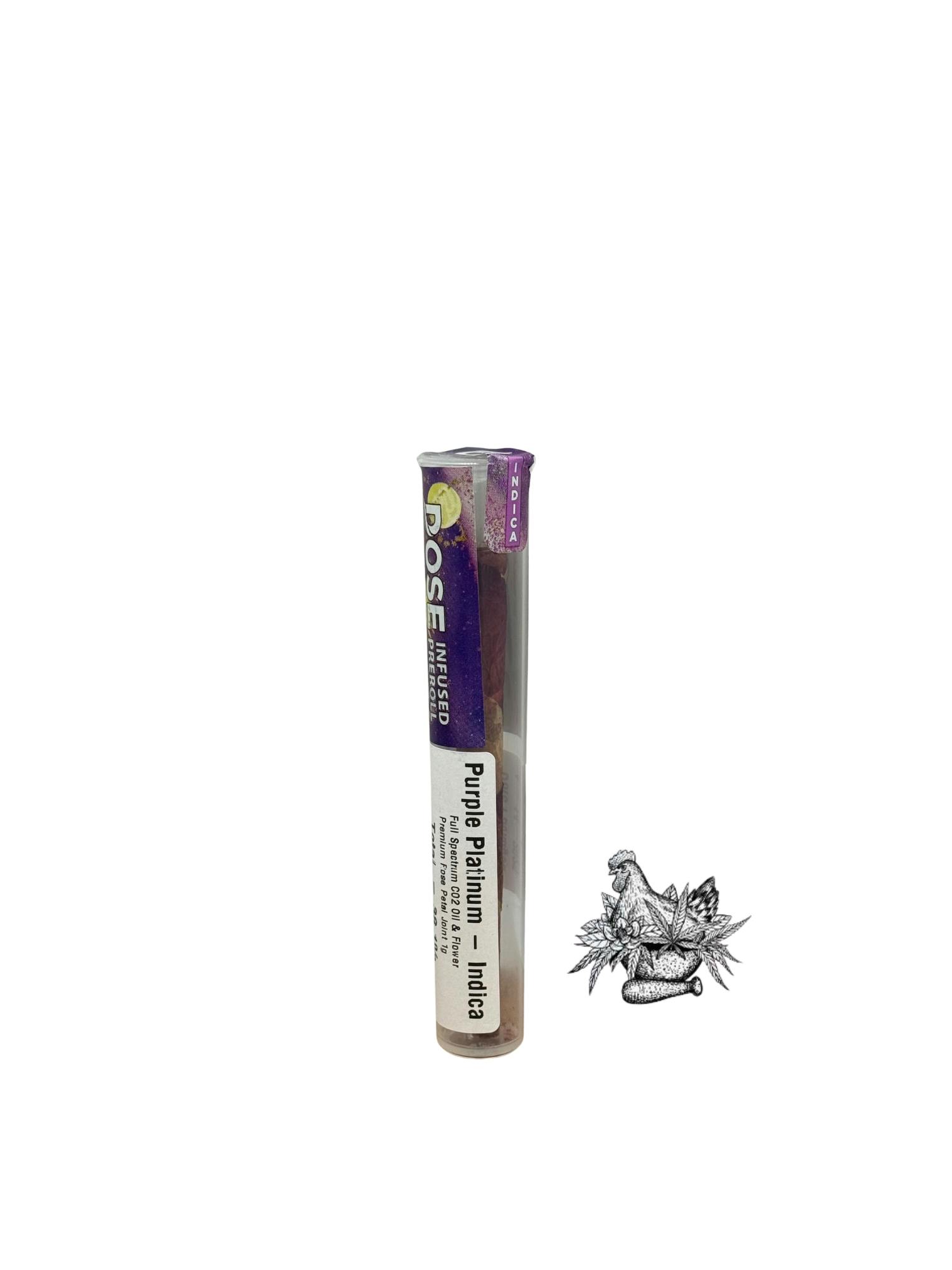 DOSE-1G INFUSED ROSE PETAL PREROLL-PURPLE PLATINUM-INDICA