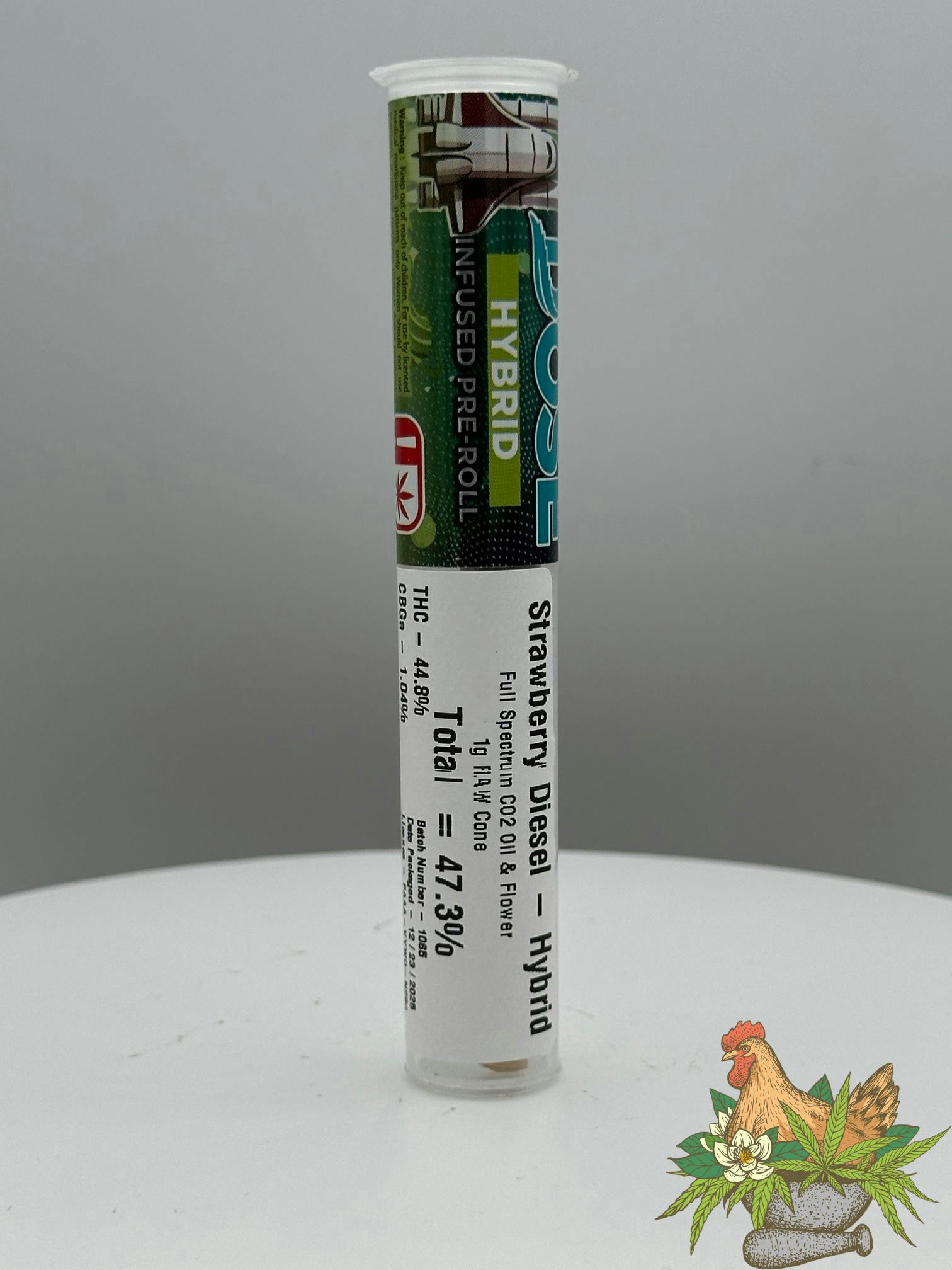 DOSE-1G INFUSED RAW PREROLL-STRAWBERRY DIESEL-HYBRID