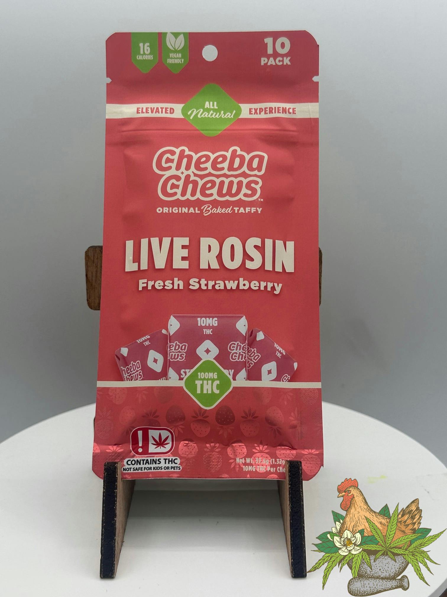 CHEEBA CHEWS-100MG-LIVE ROSIN TAFFY-FRESH STRAWBERRY
