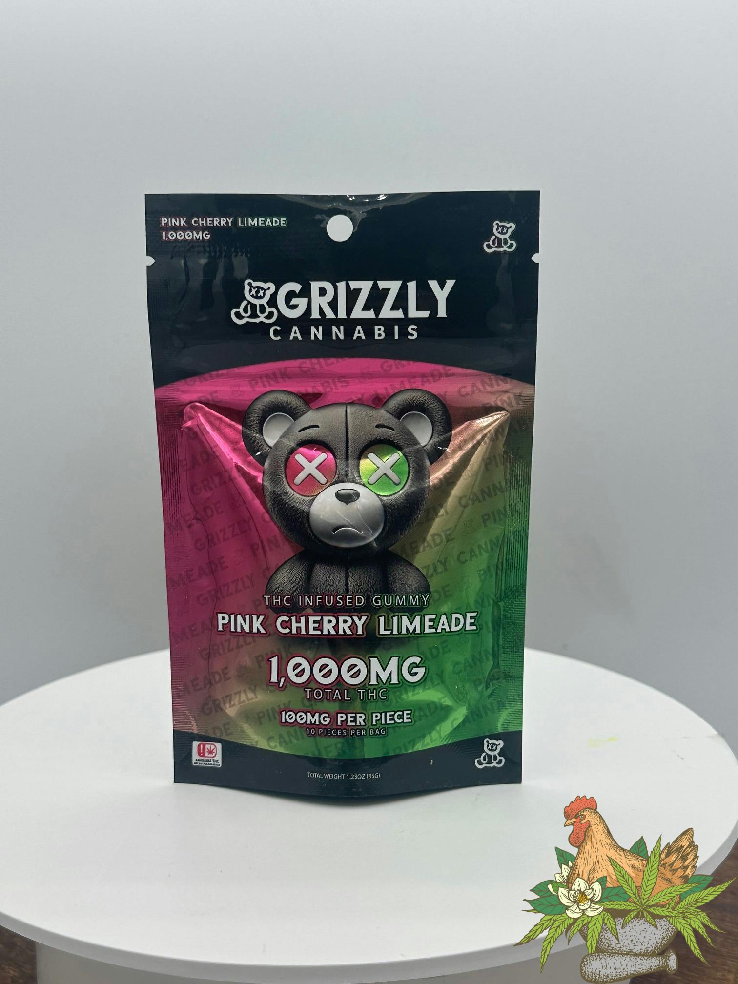 JKJ-GRIZZLY CANNABIS-GUMMIES-PINK CHERRY LIMEADE-1,000MG