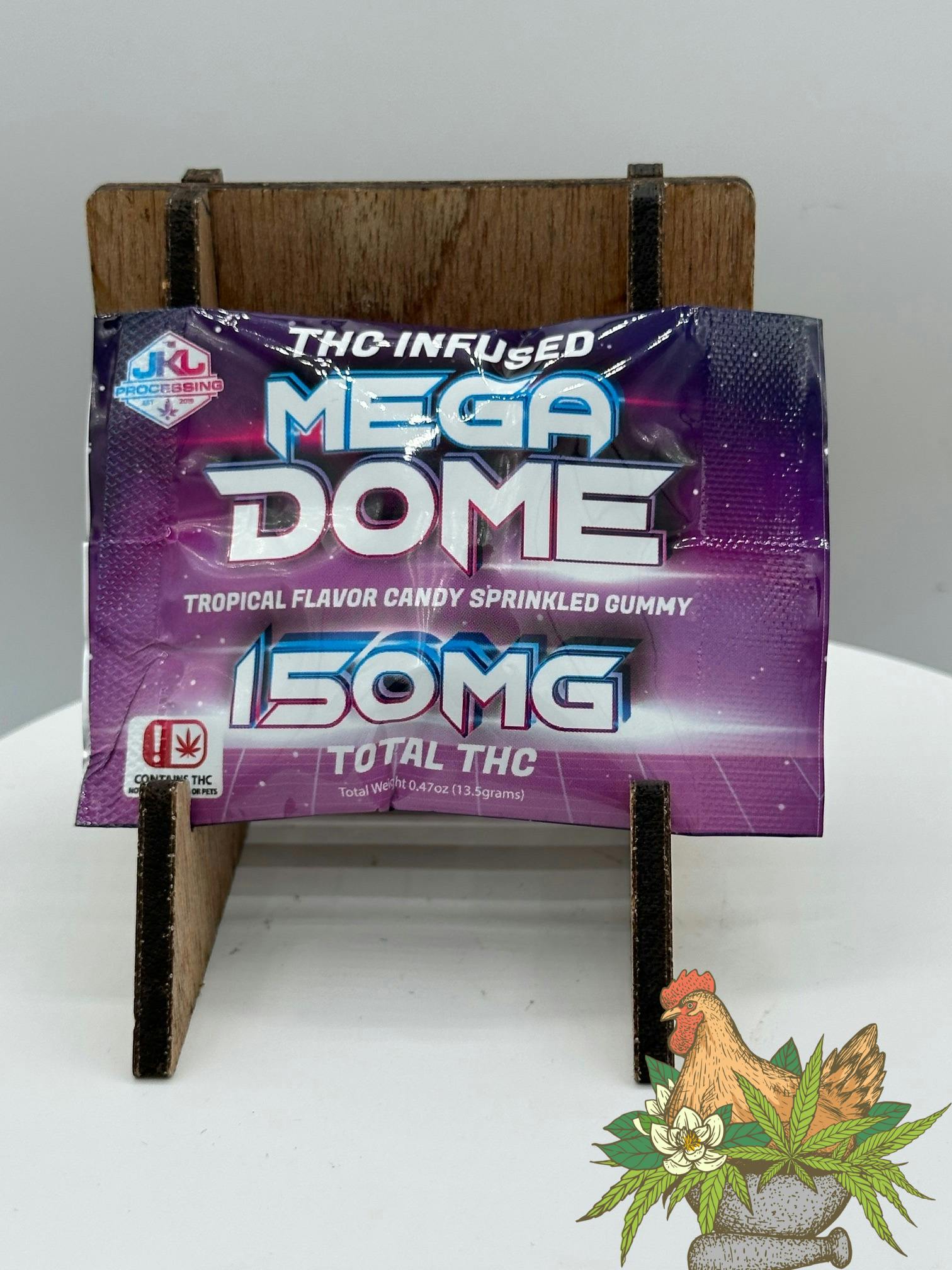 JKJ-MEGA DOME SINGLE GUMMY-TROPICAL CANDY SPRINKLED-150MG