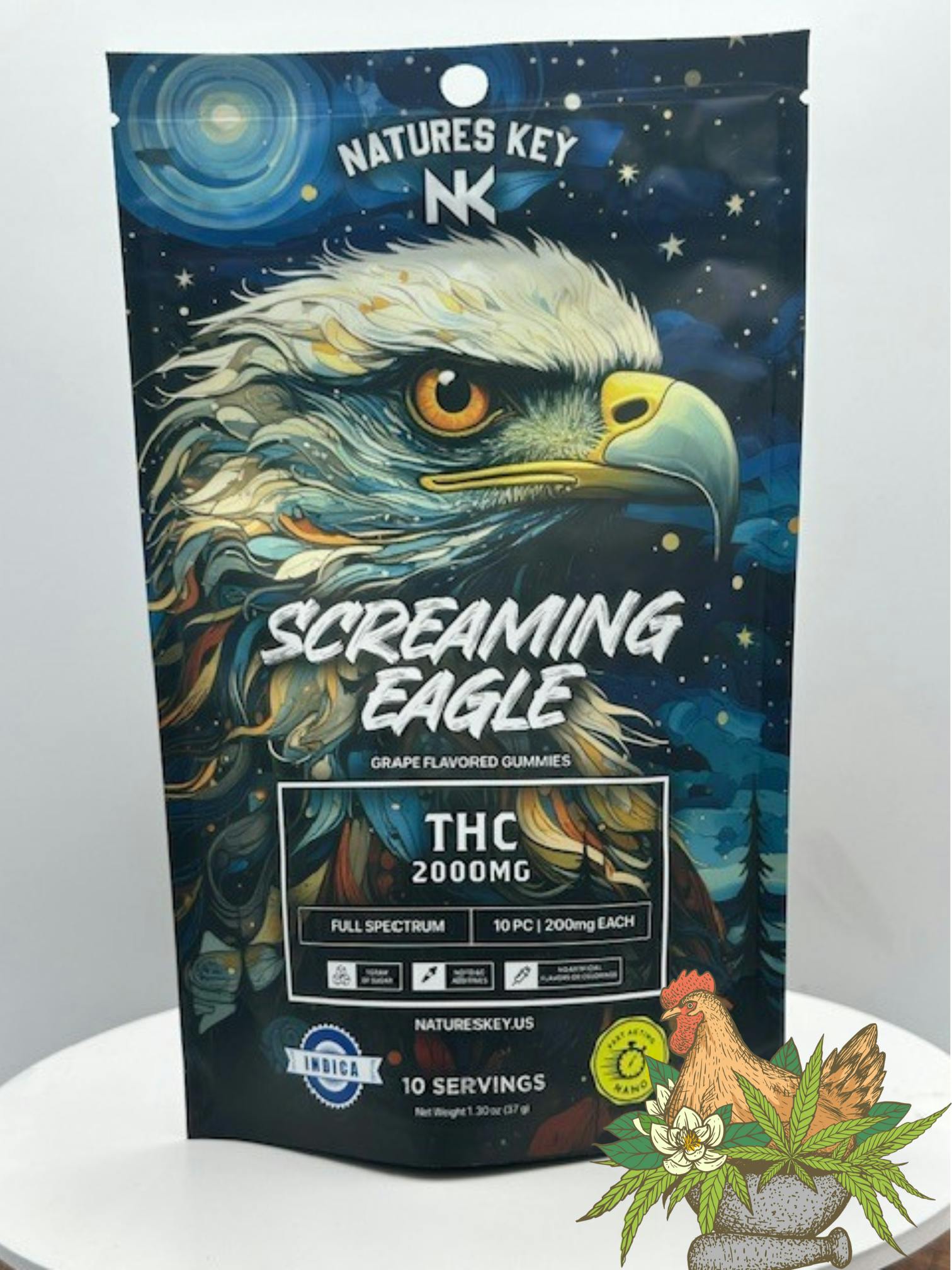NATURE'S KEY-SCREAMING EAGLE NANO GUMMIES-GRAPE-2000MG-INDICA