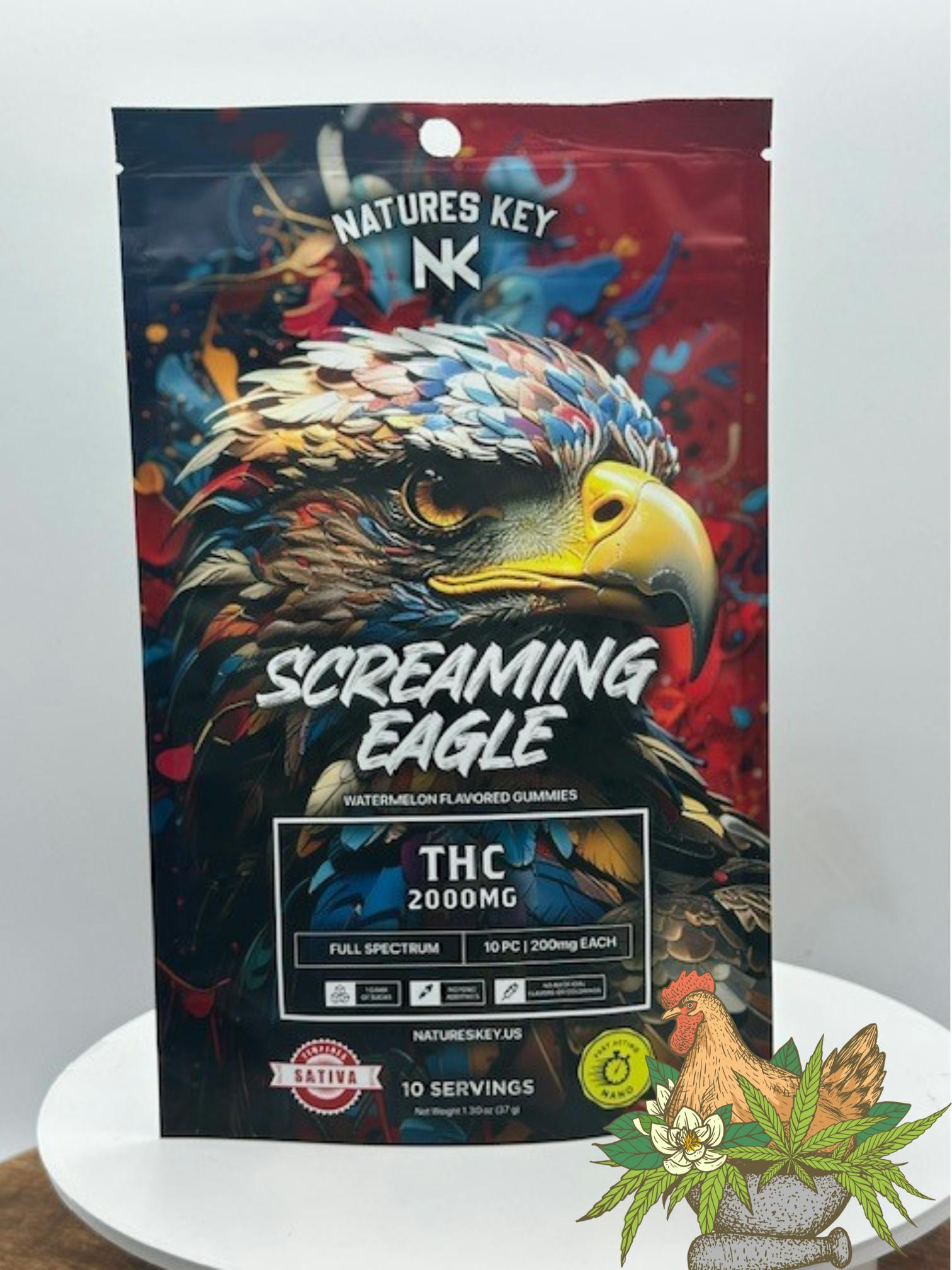 NATURE'S KEY-SCREAMING EAGLE NANO GUMMIES-WATERMELON-2000MG-SATIVA