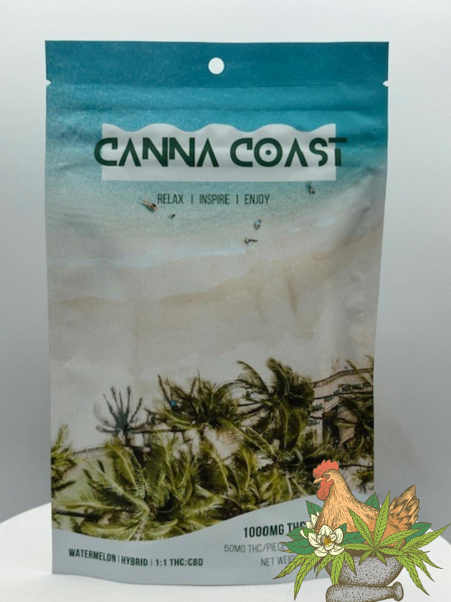 CANNA COAST GUMMIES-1000MG 1:1 THC:CBD-WATERMELON-HYBRID