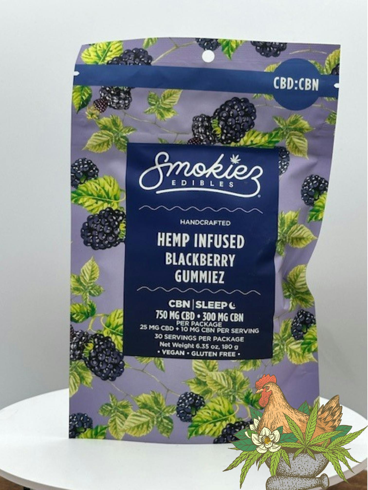 SMOKIEZ-HEMP INFUSED FRUIT CHEWS-750MG CBD:300MG CBN-BLACKBERRY