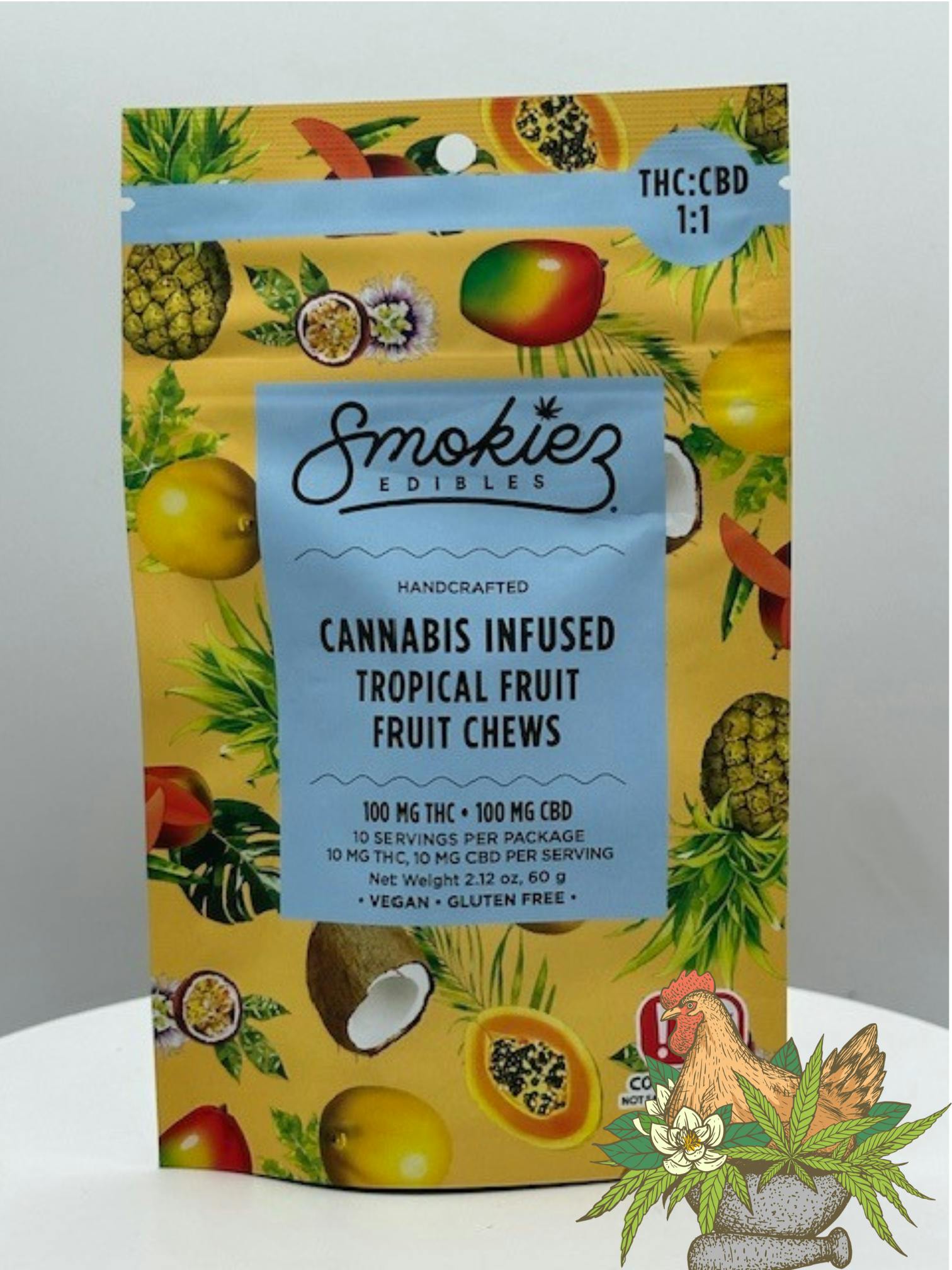 SMOKIEZ-FRUIT CHEWS-SWEET TROPICAL FRUIT-1:1 THC:CBD-100MG