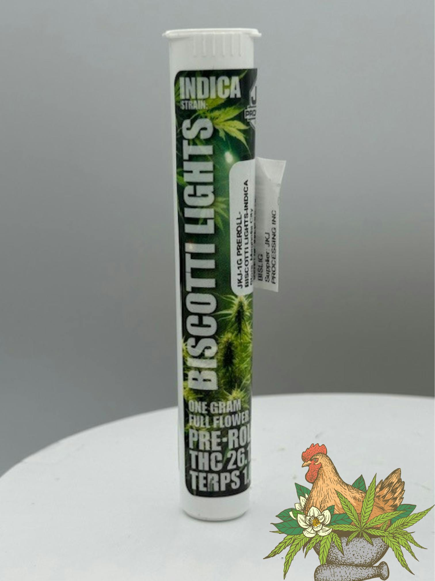 JKJ-1G PREROLL-BISCOTTI LIGHTS-INDICA