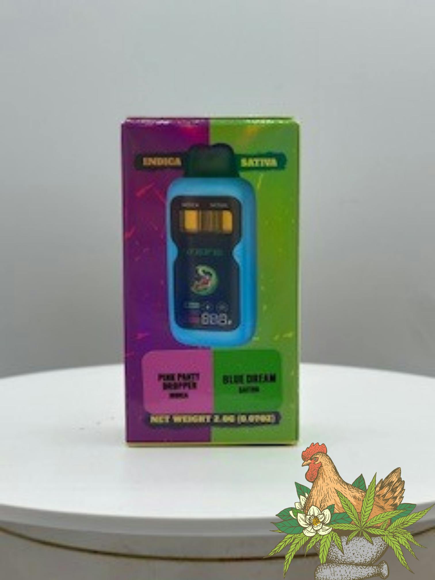 NOBLE NECTAR-JEFE 2G DUAL CHAMBER DISPOSABLE VAPE-PINK PANTY DROPPER INDICA & BLUE DREAM SATIVA