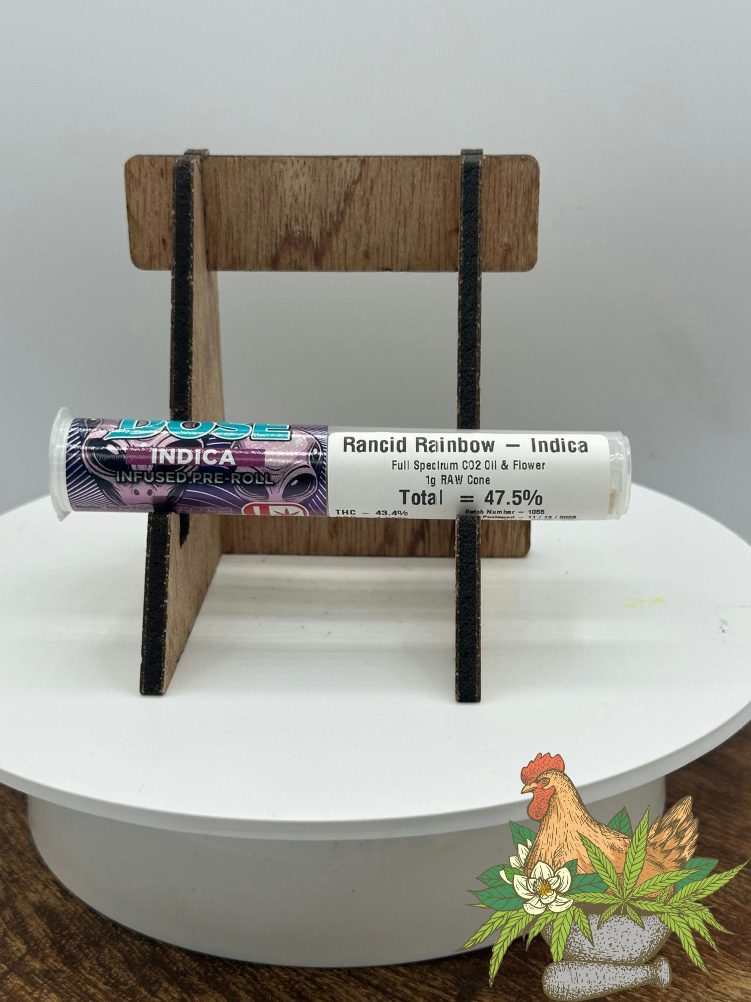 DOSE-1G INFUSED RAW PREROLL-RANCID RAINBOW-INDICA