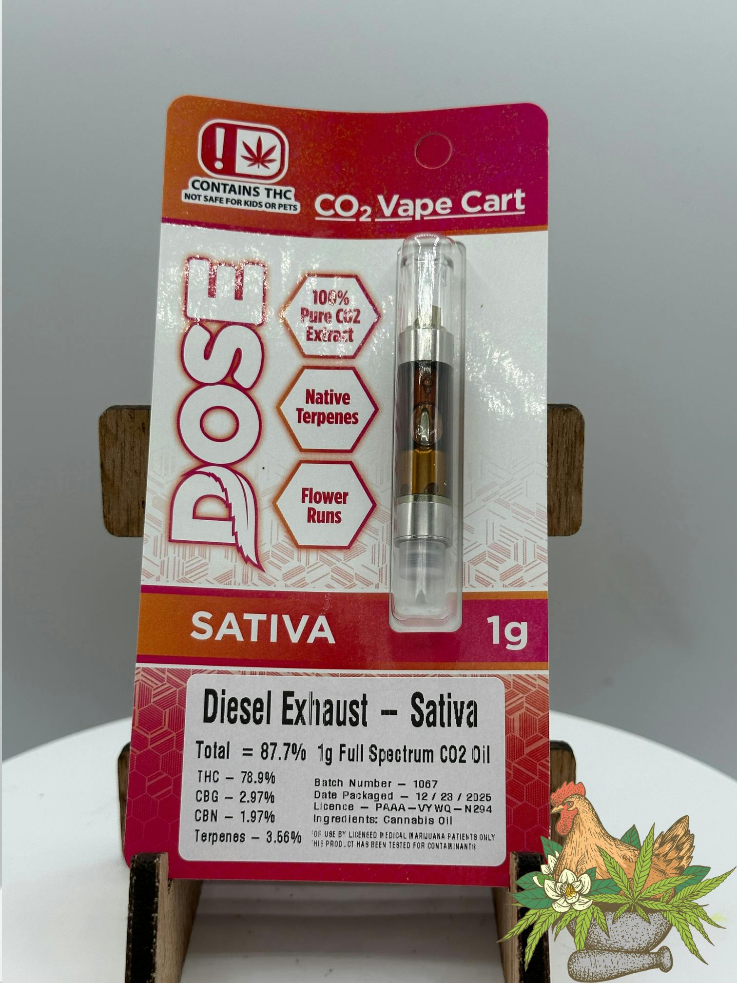 DOSE-1G CO2 FULL SPEC VAPE CART-DIESEL EXHAUST-SATIVA