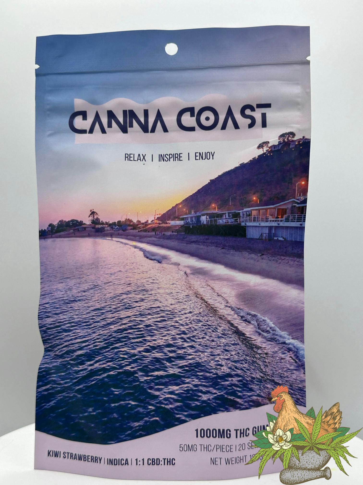 CANNA COAST GUMMIES-1000MG 1:1 THC:CBD- KIWI STRAWBERRY-INDICA