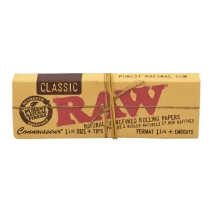 RAW Classic Connoisseur 1 1/4 Rolling Paper w/Tips